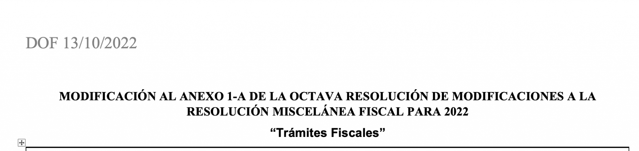 Modificación Anexo 1 A Trámites Fiscales DOF 13 10 2022 AMCPMX