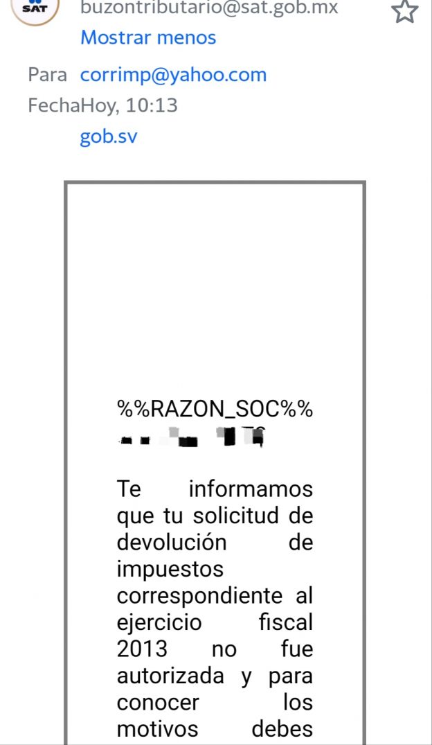 Devolución RECHAZADA del año 2013 Evidente error de los sistemas del